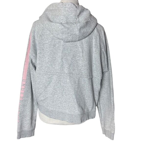 Under Armour gray pink strip girly sporty Y2K zip up comfy lounge hoody sweater - Picture 3 of 7